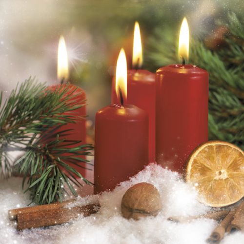 Maki ubrousky v�no�n� 3vrstv� 33 x 33 cm 20 ks - Four Red Candles Decoration Maki ubrousky v�no�n� 3vrstv� 33 x 33 cm 20 ks - Four Red Candles Decoration