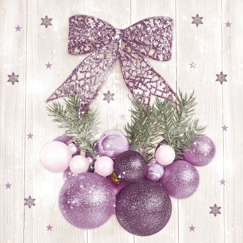 Maki ubrousky v�no�n� 3vrstv� 33 x 33 cm 20 ks - Violet and Pink Baubles with Bow Maki ubrousky v�no�n� 3vrstv� 33 x 33 cm 20 ks - Violet and Pink Baubles with Bow